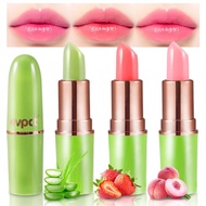 evpct 3Pcs Aloe Vera Strawberry Peach Pink Color Changing Lipstick Tinted Lip Color Balm Gloss Tint