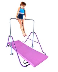 5 Star TD Gymnastics Bar Horizontal Kip Bar w 2x6 Tri Fold Mat Junior Training Adjustable Height Jun