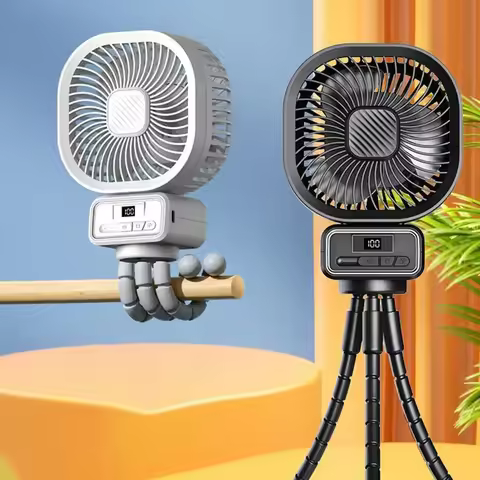 5000mAh Camping Fan Rechargeable Baby Stroller Fan Desktop Portable Circulator Electric Fan Octopus 