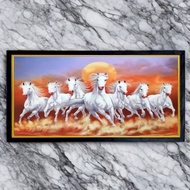 Wall decoration painting print 7 HD horses plus frame size 100 x 50 cm