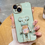 Mobile Phone Case For OPPO A16 A15 A15S A77S A57 Soft Type Bear Stand Rotating Back Cover