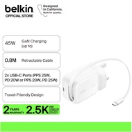 Belkin WCH023myWH UltraCharge Retractable GaN Wall Charger 45W