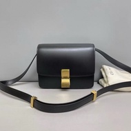 Celine賽琳 Classic Box小號黑金全皮豆腐包