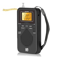 Portable Radio Mini AM FM Weather Radio Pocket Radio LCD Screen Digital Alarm Clock Radio Player