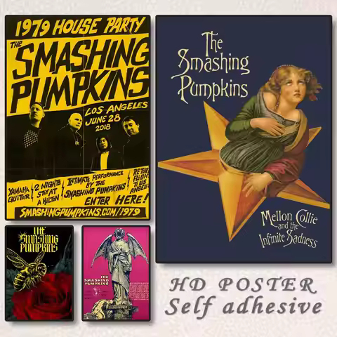 The Smashing Pumpkins Poster Self-adhesive Art Waterproof Paper Sticker Coffee House Bar Dorm Room W