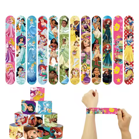 12Pcs/Set Frozen Princess Series Bracelet PVC Snap Circle Cartoon Moana Pat Circle Bracelet Children