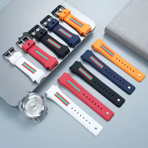 18mm 21mm Men's Black Convex Mouth watch band Fit For Gucci YA137/YA137107A Rubber Strap Waterproof 