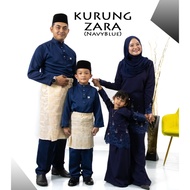 SET FAMILY BAJU KURUNG ZARA NAVY BLUE BAJU MELAYU KIDS And DADDY RAYA 2023 by HAQISYA IDAMAN