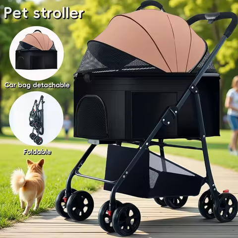 Winter Foldable Pet Stroller Lightweight Breathable For Walking Dogs Baby Medium Dogs Small Dogs Cat