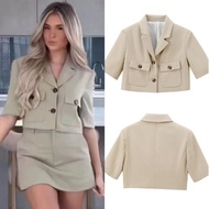 Beige Informal Crop Top 76438 (TS)