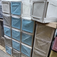 Elianware 2 Tier Square Plastic Storage Drawer E-646 Stackable Wardrobe Storage Box Cabinet Utility 