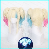 GN Suicide Squad Isekai Anime Harley Quinn Cosplay Wig Gold Hair Fluffy Hairpiece Heat Resistant Hal