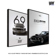 Yordecor Ford Mustang Car Poster 1969 Frameblock - Vintage Car Poster