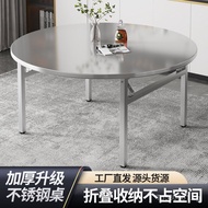 Folding Square Table for Home Barbecue Outdoor Banquet Dining Table Stainless Steel Large Round Tabl