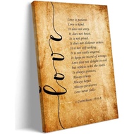 Love Is Patient Love Is Kind Wall Art Framed Quotes Poster Vintage Canvas 1 corinthians 13 4-8 Bible