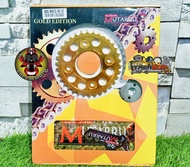 XRM110/125 & Wave100/125 MUTARRU GOLD STEEL Chain Set [Made in Thailand]