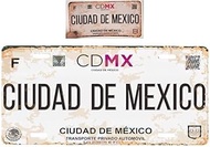 Set Ciudad de Mexico Aluminum License Plate Sign Placa 6" x 12" and Sticker Decal 2"x4"