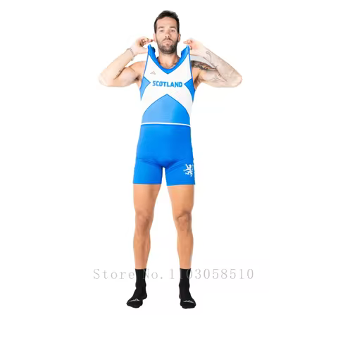 Wrestling Singlet Rowing suit Bodysuit Men's Leotard Outfit Underwear Sports Elastic Sleeveless Tria
