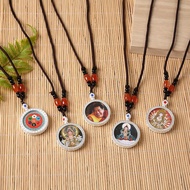 Doc Necklace Silver Round Double-Sided Manjusri Green Tara Amitabha Zodiac Pendant 9.15