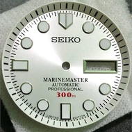Seiko dial GMT marinemaster 300m silver nh35 nh36 7s26 white index silver 28.5mm superlume