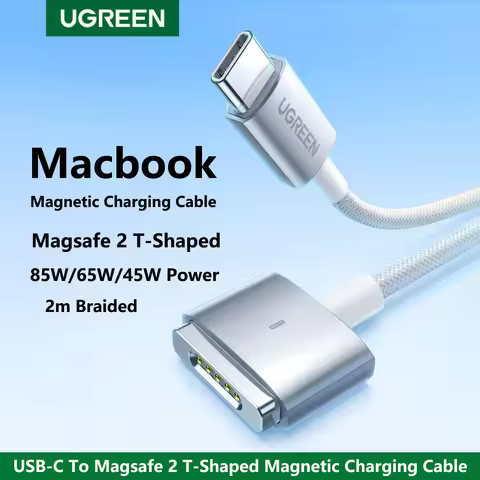UGREEN For USB C To Magsafe 2 Magnetic Charging Cable T-shaped LED lights 2m Braided For APPLE Macbo