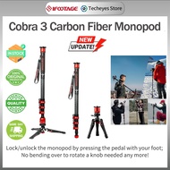 IFOOTAGE Cobra 3 C180F-P Monopod for Camera with Pedal Locking , 71" Carbon Fiber Travel Monopod, Qu