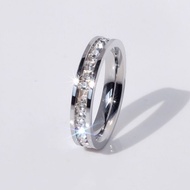 OYJR แหวนเพชรไม่ลอก แหวนสแตนเลสแท้ แหวนทองคำขาวผู้หญิง