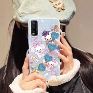 VRQR for Vivo Y20 2021 Y20A Y20T Y20i Y20S G Y12A Y12S 2021 Y3S 2021 Casing Cartoon Rabbit Love Brac