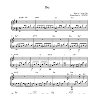 Buku Piano :Piano Sheet : Ibu/Iwan Fals