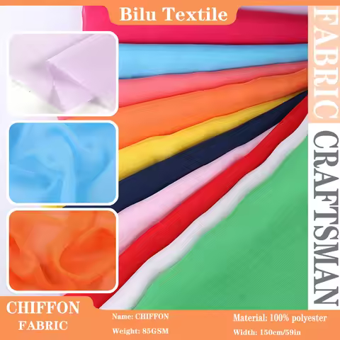 1m/2m/3m/5m Colorful Sheer Chiffon Fabric - Soft Thin Georgette for Wedding Dresses DIY Sewing Desig
