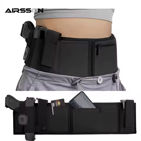 Tactical Belly Gun Holster Concealed Carry Waist Band Pistol Holder Magazine Bag Right Hand Belt Hol