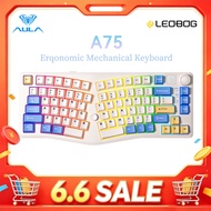 AULA LEOBOG A75 Ergonomic Keyboard 83 keys Wired/2.4G/BT RGB Hot-swap with knob, Joystick Controls M