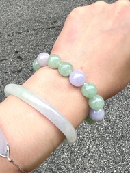 天然翡翠 緬甸 A玉 玉珠 玉鏈 手鏈 • 冰種芙蓉粉紫晴綠翡翠