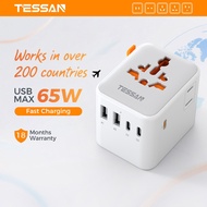 TESSAN 28W 35W 65W Universal Travel Adapter Fast Charging Plug Adaptor with USB C & Extra 2 Prong AC