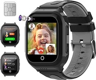 Wonlex Newest 4G Kids Smartwatch with SIM Card, 1.4" GPS Smart Watch for Kids, Boys Girls Phone Watch With Temperature HR BP Monitor, Video Calls, SOS, Camera, Pedometer, Alarm, Music Player(Black)