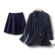 Set áo blazer nữ tay dài và quần đùi chất linen mềm mịn, thoải mái, phong cách Hàn Quốc, hàng hot gi