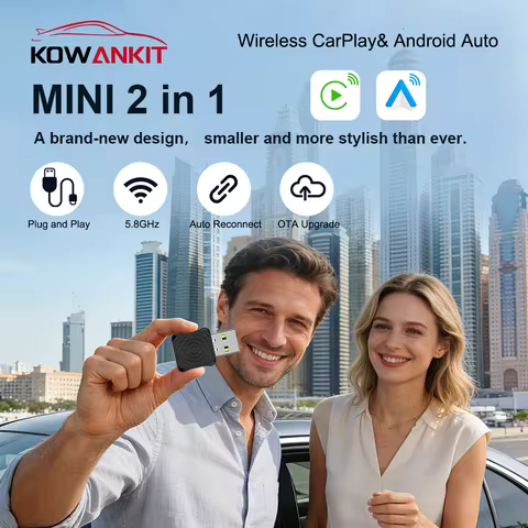 Carlinkit 2026 Wireless CarPlay 2 in 1 Android auto Mini Adapter Plug & Play Wifi5.8G BT5.4 For VW N
