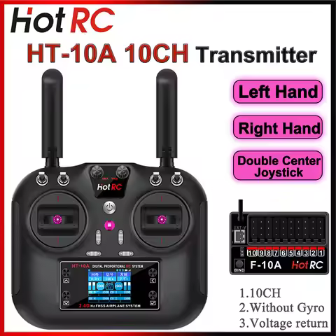 HotRC HT-10A Transmitter HT10A 2.4G 10CH Left / Right Hand Throttle Remote Control F10A Receiver for