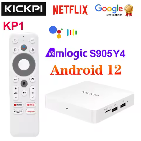 KICKPI KP1 Google TV Box Android 12 Amlogic S905Y4 2GB 32GB Support AV1 1080P H.265 4K 2.4G&5G Wifi 