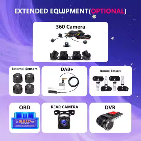 Car Radio For AHD Rear View Camera USB DVR 360 Camera TPMS OBD Tools Micphone DAB+