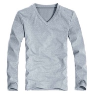 N&AI  Levi®ลำลองสำหรับบุรุษสีทึบแขนยาวคอ V ฝ้าย pullover ขนาดบวกบางเสื้อยืด ราคาถูกที่สุด ราคาถูกที่