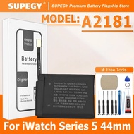 SUPEGY New Battery 296mAh A2181 Battery For iWatch Series 5 44mm A2181 Smart Watch Batteries + Free 