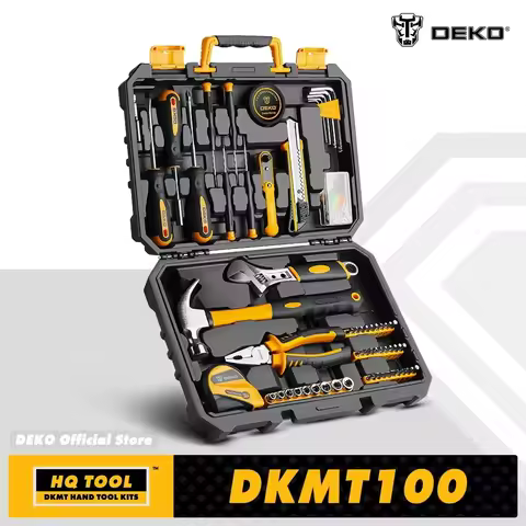 DEKO 100Pcs/113Pcs EDC General Household Repair Hand Tool Set with Tool box Socket Wrench Screwdrive