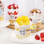 Sayang-ku - 50Pcs/Pkt Code J360 / 360ml U-Shaped Dessert Cup With Lid Pearl Milk Cup Ice Cream Cup T