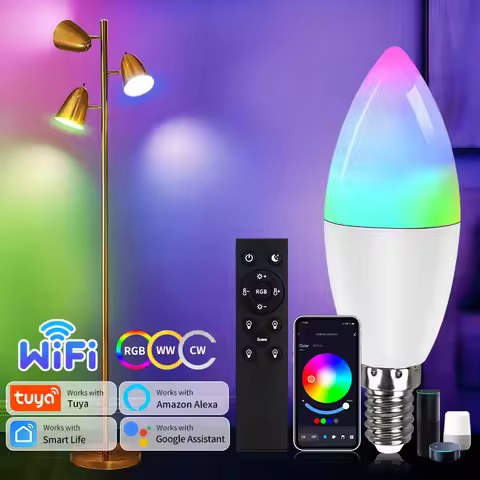 Tuya Smart WiFi LED Bulb E14 Candel Light 5W 7W 9W 220V With RF 2.4G Remote Tuya Smart Life APP Voic