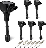 Set of 6 Ignition Coil Pack with 6 Spark Plug Compatible with 08-12 Infiniti FX35, 11-12 G25, 09-10