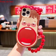 Cartoon 3D Super Funny Big Mouth Girl Hang Chain Case For OPPO Reno 11F 2F 12 11 10 8 7 5 4 2 8T 8Z 