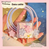 [BlF] Kawaii Cute 3D Star Love Heart Wave Border Y2K USB Protector Cover For IPhone 18/20W Data Line