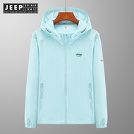 Jeep Spirit 1941 Estd Couple Sunscreen Jacket Mens Solid Color Hooded Quick Drying Ice Silk Anti UV