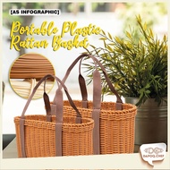 DC Multi-Purpose Natural Caramel Rattan Basket Weave Portable Storage Bakul Buah-buahan Pemegang Rua